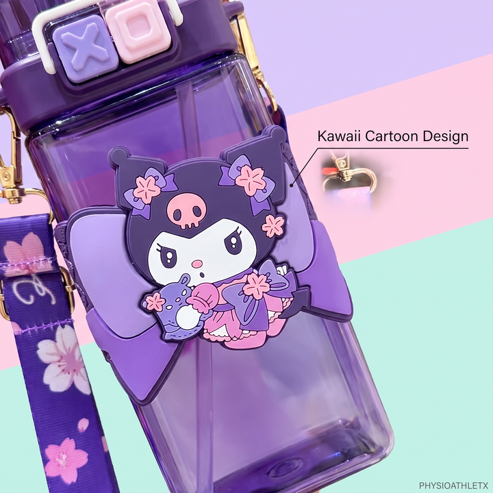 Kawaii Cartoon Character Large Capacity Plastic Straw Cup Portable Water Tumbler with Lid Cute Novelty Drinkware Gift for Friends Daily Use