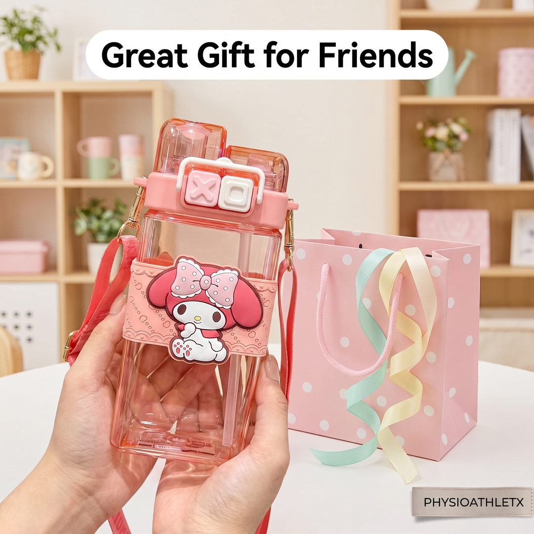 Kawaii Cartoon Character Large Capacity Plastic Straw Cup Portable Water Tumbler with Lid Cute Novelty Drinkware Gift for Friends Daily Use