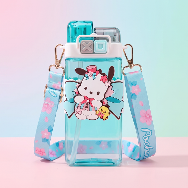 Kawaii Cartoon Character Large Capacity Plastic Straw Cup Portable Water Tumbler with Lid Cute Novelty Drinkware Gift for Friends Daily Use