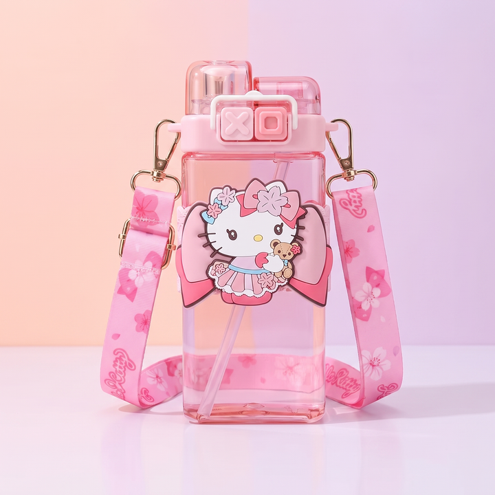 Kawaii Cartoon Character Large Capacity Plastic Straw Cup Portable Water Tumbler with Lid Cute Novelty Drinkware Gift for Friends Daily Use