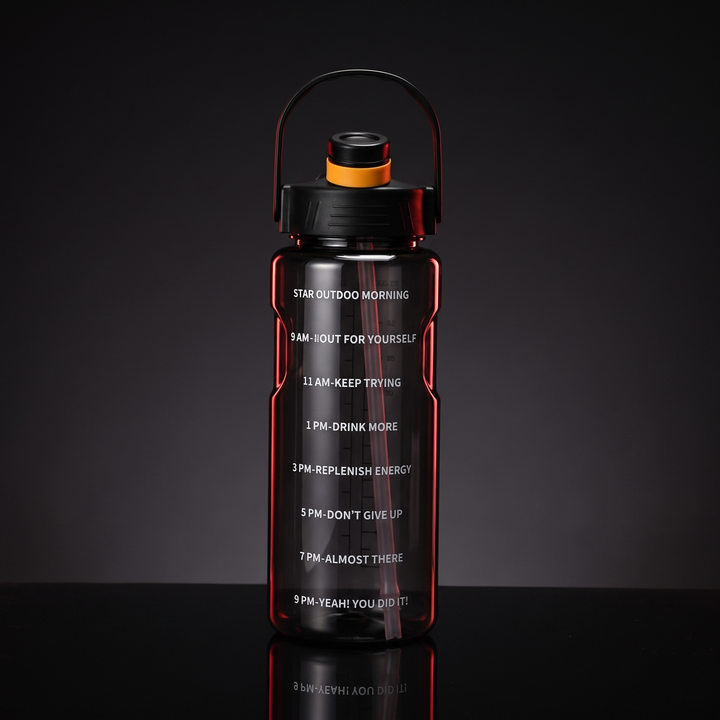 Large Capacity Sports Water Bottle with Straw and Time Marker Leak-Proof BPA-Free Motivational Hydration Bottle for Gym Fitness Outdoor Home Workout Recovery