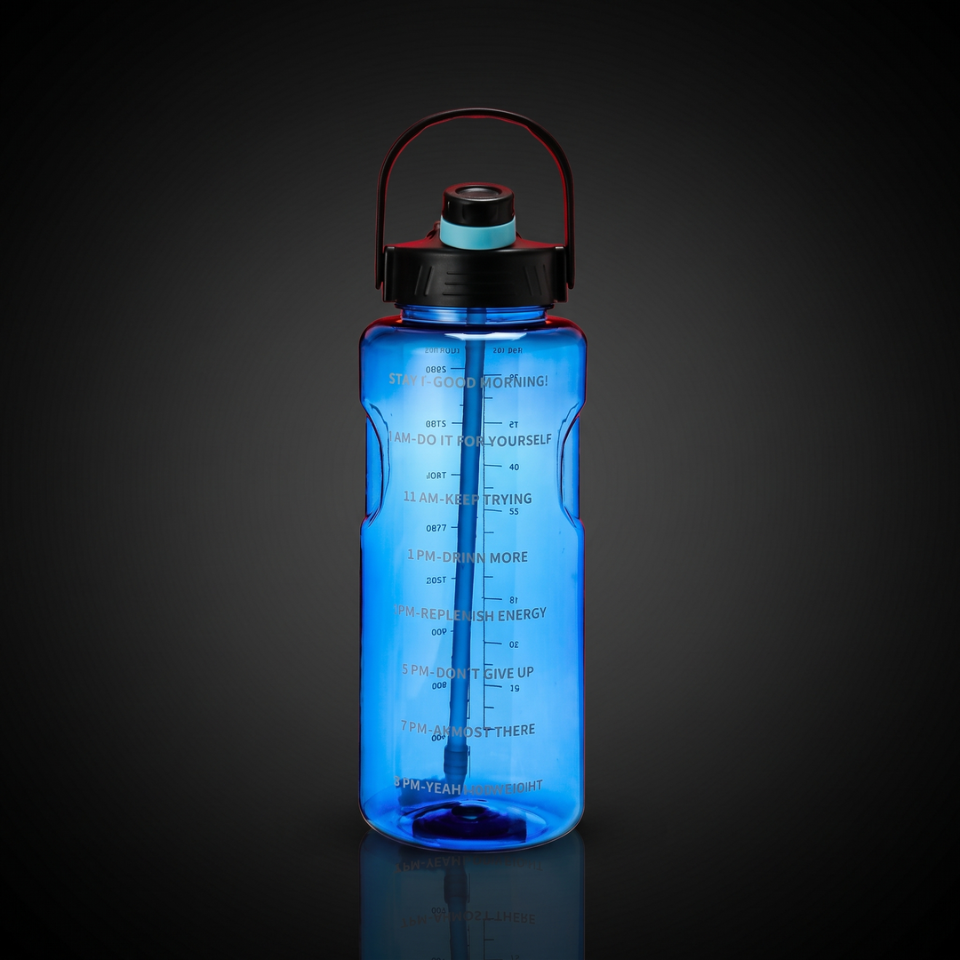 Large Capacity Sports Water Bottle with Straw and Time Marker Leak-Proof BPA-Free Motivational Hydration Bottle for Gym Fitness Outdoor Home Workout Recovery