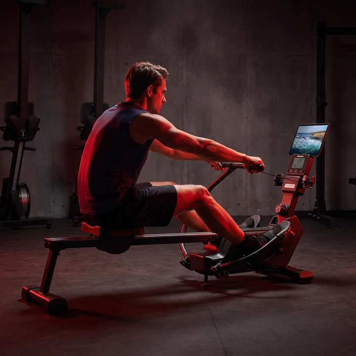 Magnetic Rowing Machine Home Gym Rower 16-Level Resistance Bluetooth App Workout Ultra-Quiet Fitness Cardio Training Machine for Full Body Strength