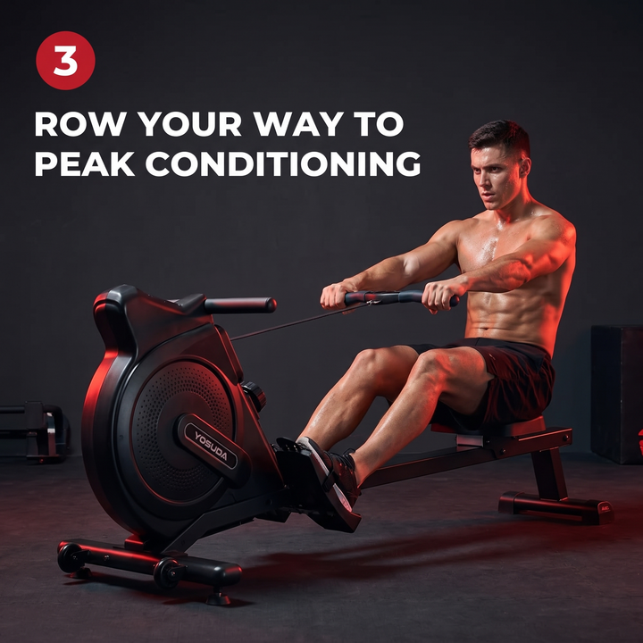 Magnetic Rowing Machine Home Gym Rower 350 LB Capacity LCD Monitor Tablet Holder Comfortable Seat Full Body Cardio Fitness Training Machine