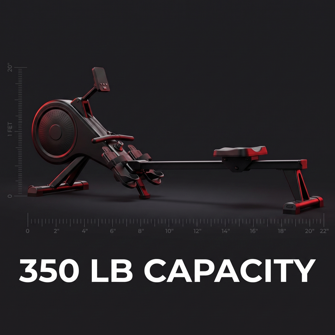 Magnetic Rowing Machine Home Gym Rower 350 LB Capacity LCD Monitor Tablet Holder Comfortable Seat Full Body Cardio Fitness Training Machine