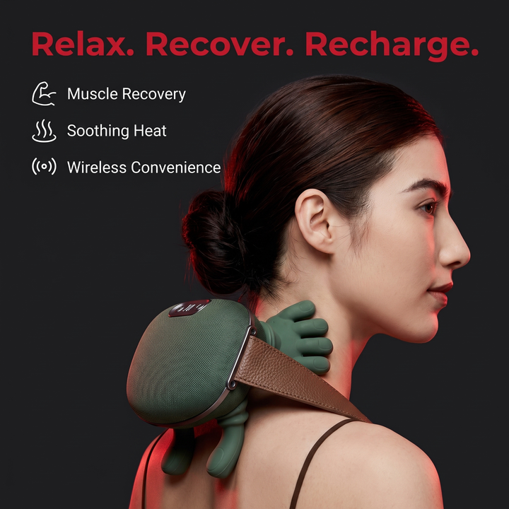 Portable Electric Neck Massager with Heat and Kneading Therapy Wireless Rechargeable Neck Shoulder Pain Relief Massager for Home Office Recovery