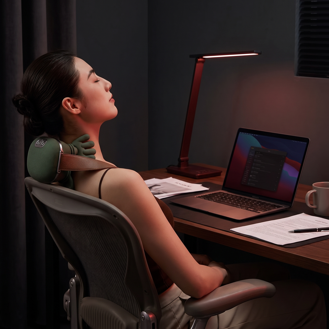 Portable Electric Neck Massager with Heat and Kneading Therapy Wireless Rechargeable Neck Shoulder Pain Relief Massager for Home Office Recovery