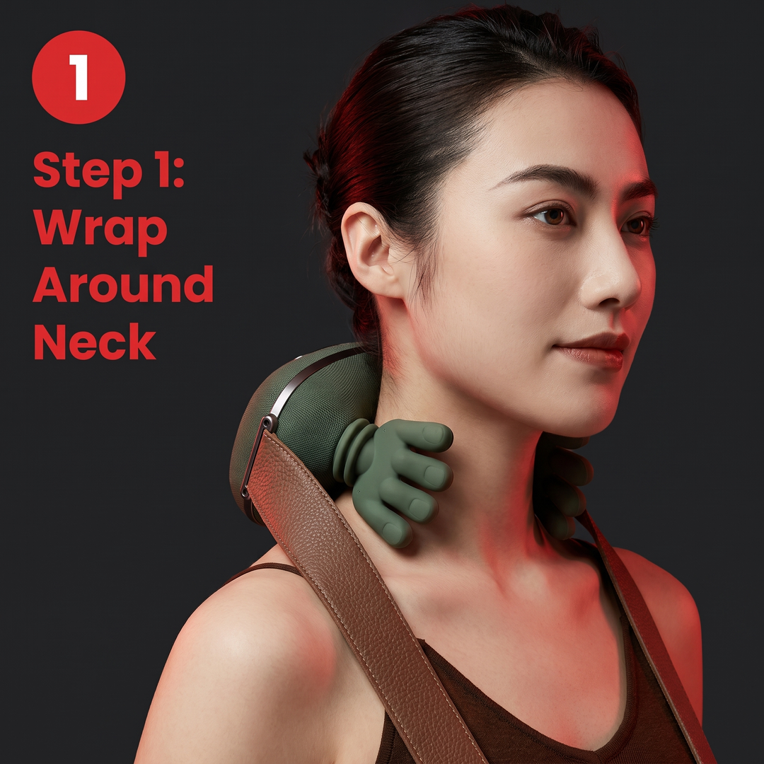 Portable Electric Neck Massager with Heat and Kneading Therapy Wireless Rechargeable Neck Shoulder Pain Relief Massager for Home Office Recovery