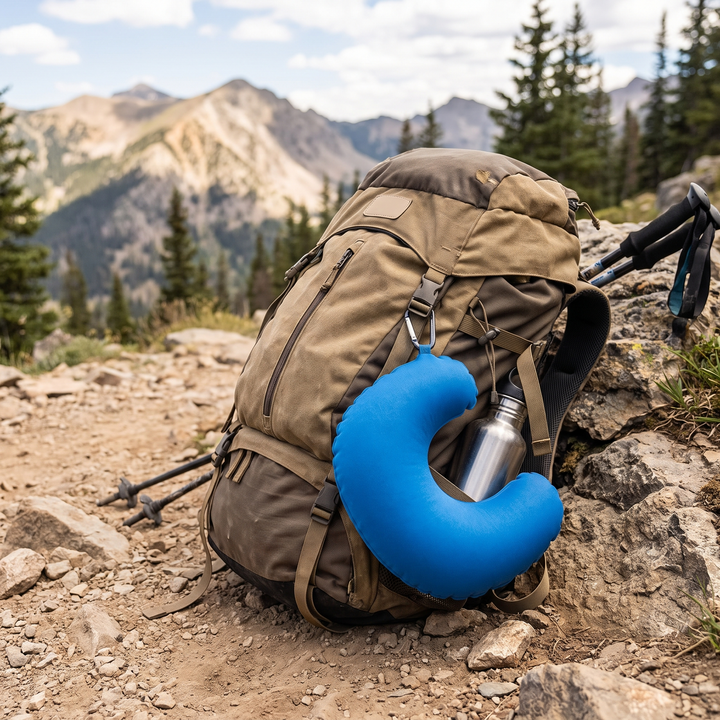 Portable Inflatable Camping Pillow Ultralight Travel Pillow Neck Lumbar Support Hiking Backpacking Sleeping Pillow Compact Air Pillow for Outdoor Home Use