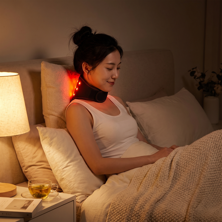 Portable Red Light Neck Massager Deep Kneading Cervical Spine Trapezius Relaxation Heat Therapy 3 Gear Settings Timed Heating Home Office Use
