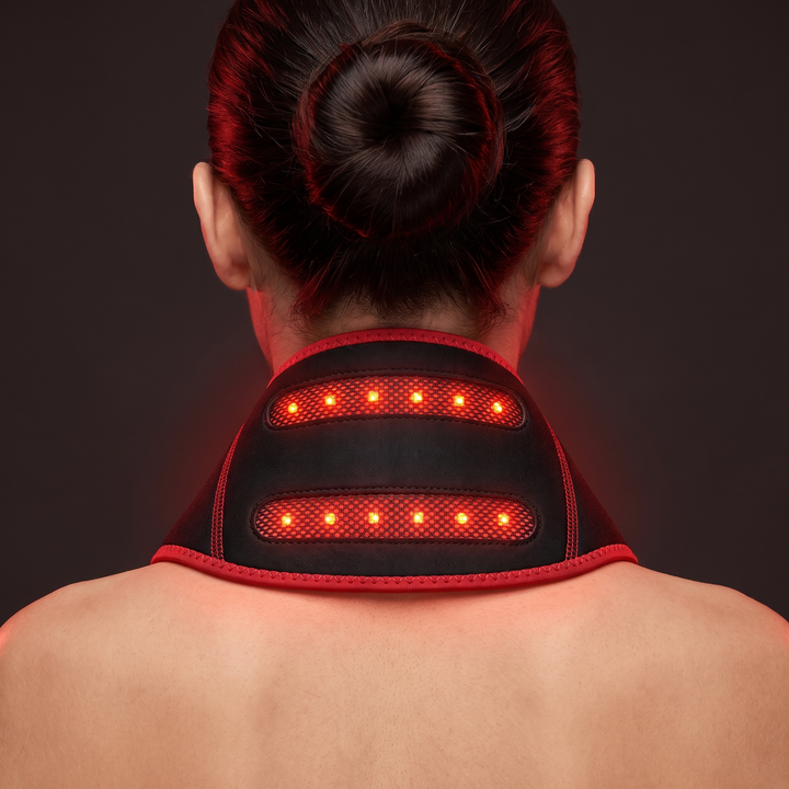 Portable Red Light Neck Massager Deep Kneading Cervical Spine Trapezius Relaxation Heat Therapy 3 Gear Settings Timed Heating Home Office Use