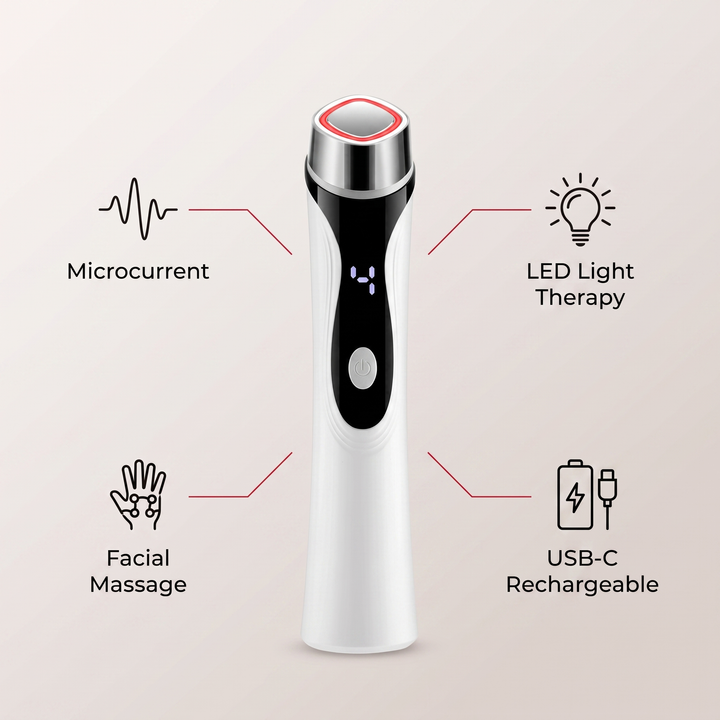 Professional 4-in-1 Microcurrent Facial Device LED Light Therapy Skin Massager Contouring Lifting Firming Face Care Tool for Home Use