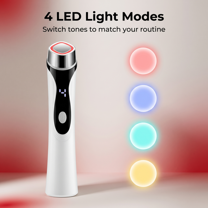 Professional 4-in-1 Microcurrent Facial Device LED Light Therapy Skin Massager Contouring Lifting Firming Face Care Tool for Home Use
