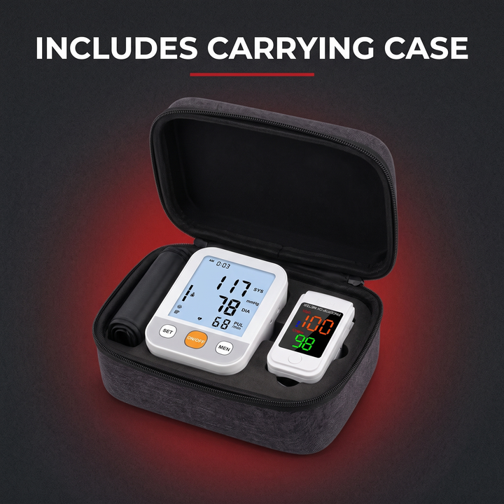 Professional Blood Pressure Monitor Kit with Finger Pulse Oximeter Heart Rate Blood Oxygen Monitor Home Health Monitoring Set