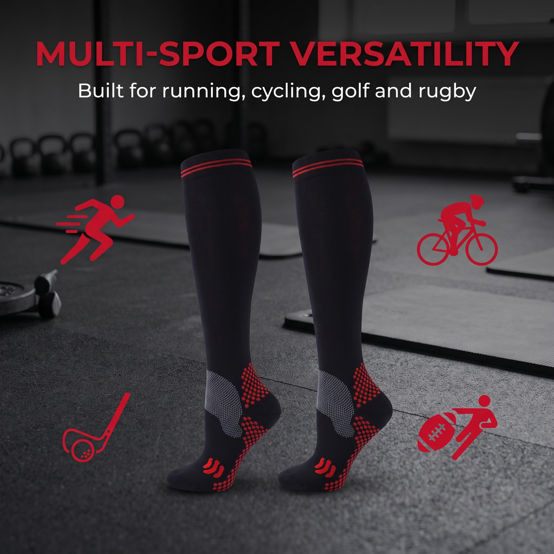 Professional Compression Sports Socks Graduated Support Stockings for Running Cycling Golf Rugby Nursing Circulation Recovery Unisex