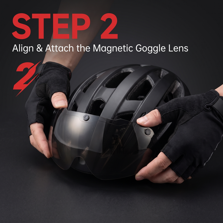 Professional Cycling Helmet with Magnetic Goggle Lens Integrated Moulding MTB Bike Helmet Breathable Ultralight Road Bicycle Safety Cap for Men Women