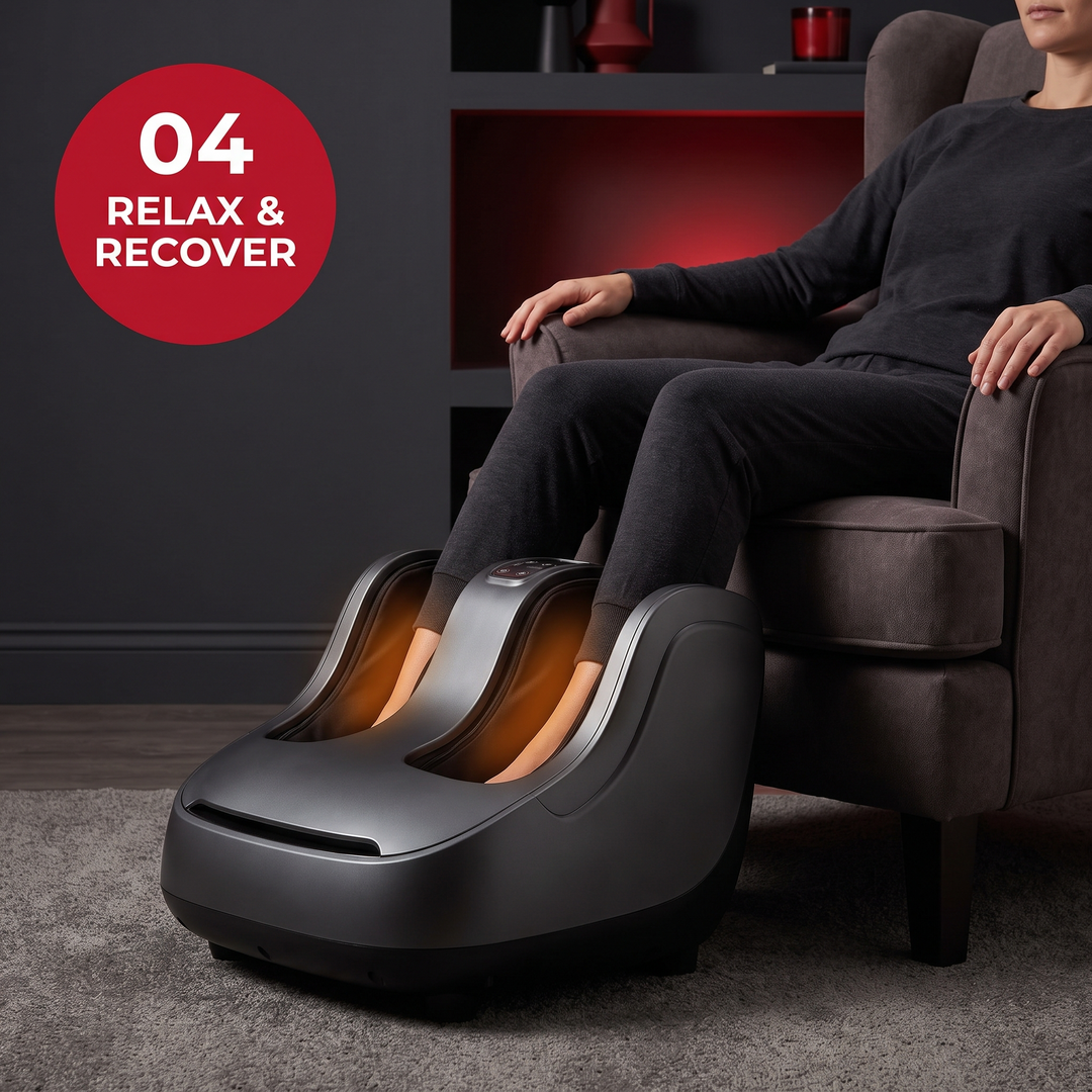 Professional Electric Foot and Calf Massager Shiatsu Kneading Heated Roller Deep Tissue Leg Massager for Stress Relief Relaxation Home Use Recovery