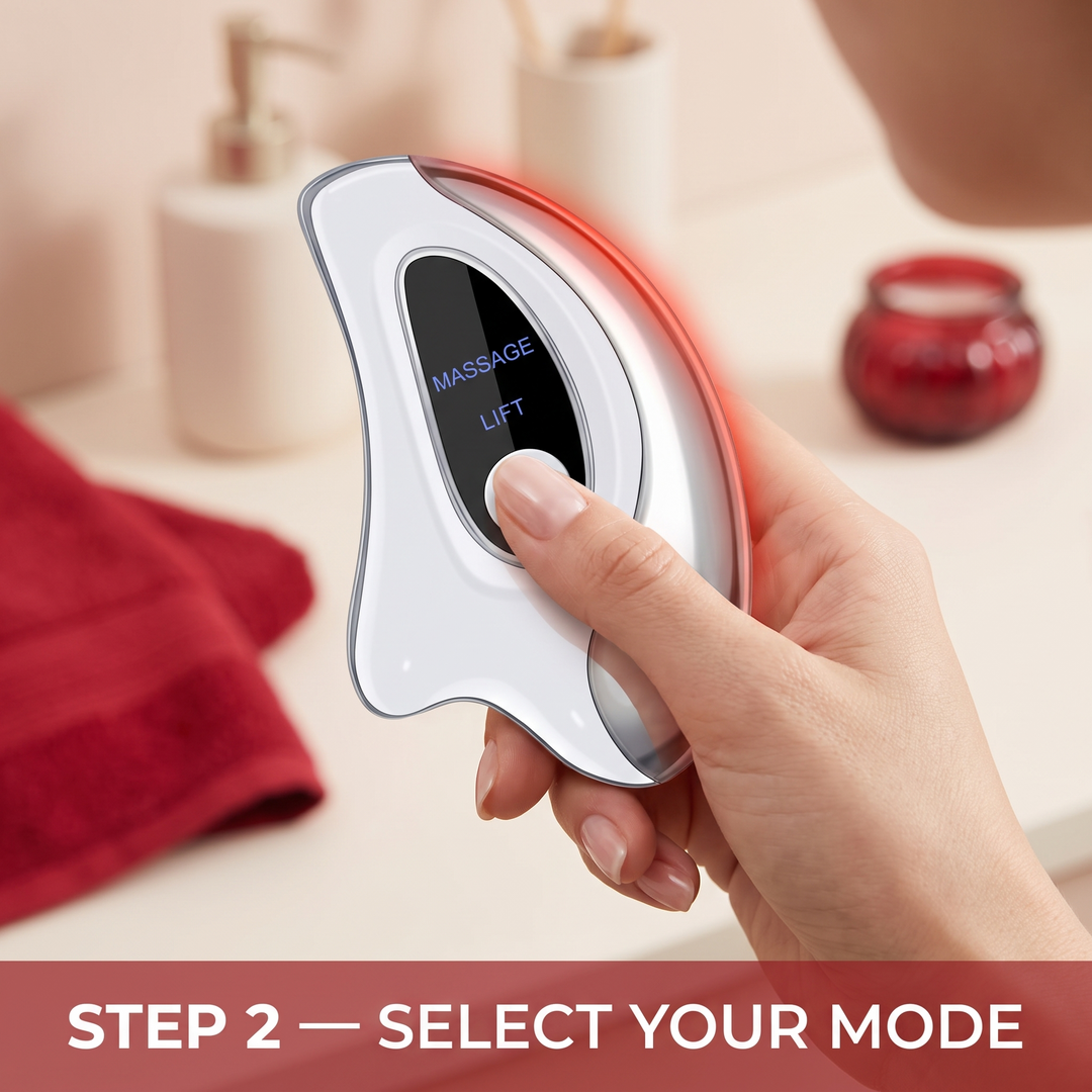 Professional Electric Gua Sha Face Massager Heated Scraping Board Red Blue Light Vibration Skin Rejuvenation Face Lifting Device Home Use