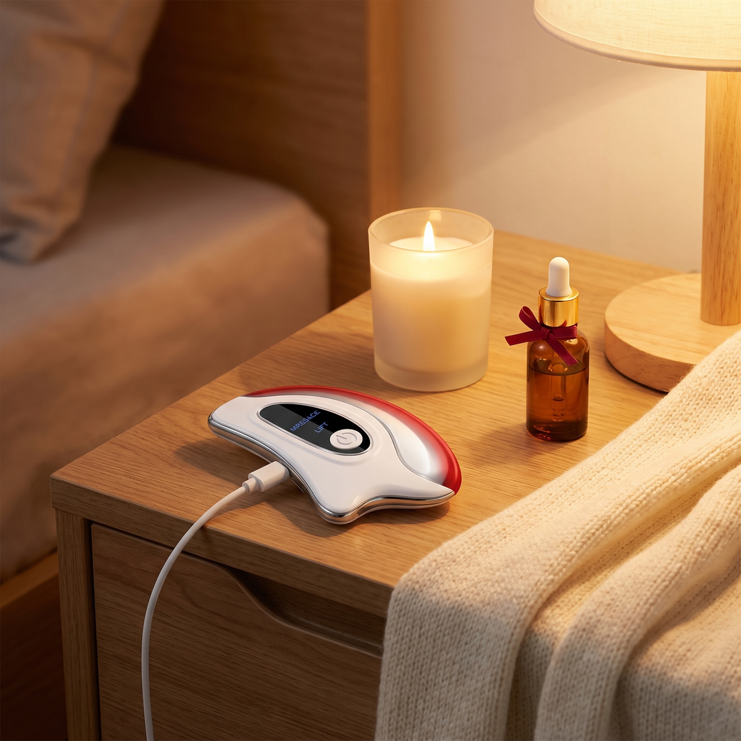 Professional Electric Gua Sha Face Massager Heated Scraping Board Red Blue Light Vibration Skin Rejuvenation Face Lifting Device Home Use