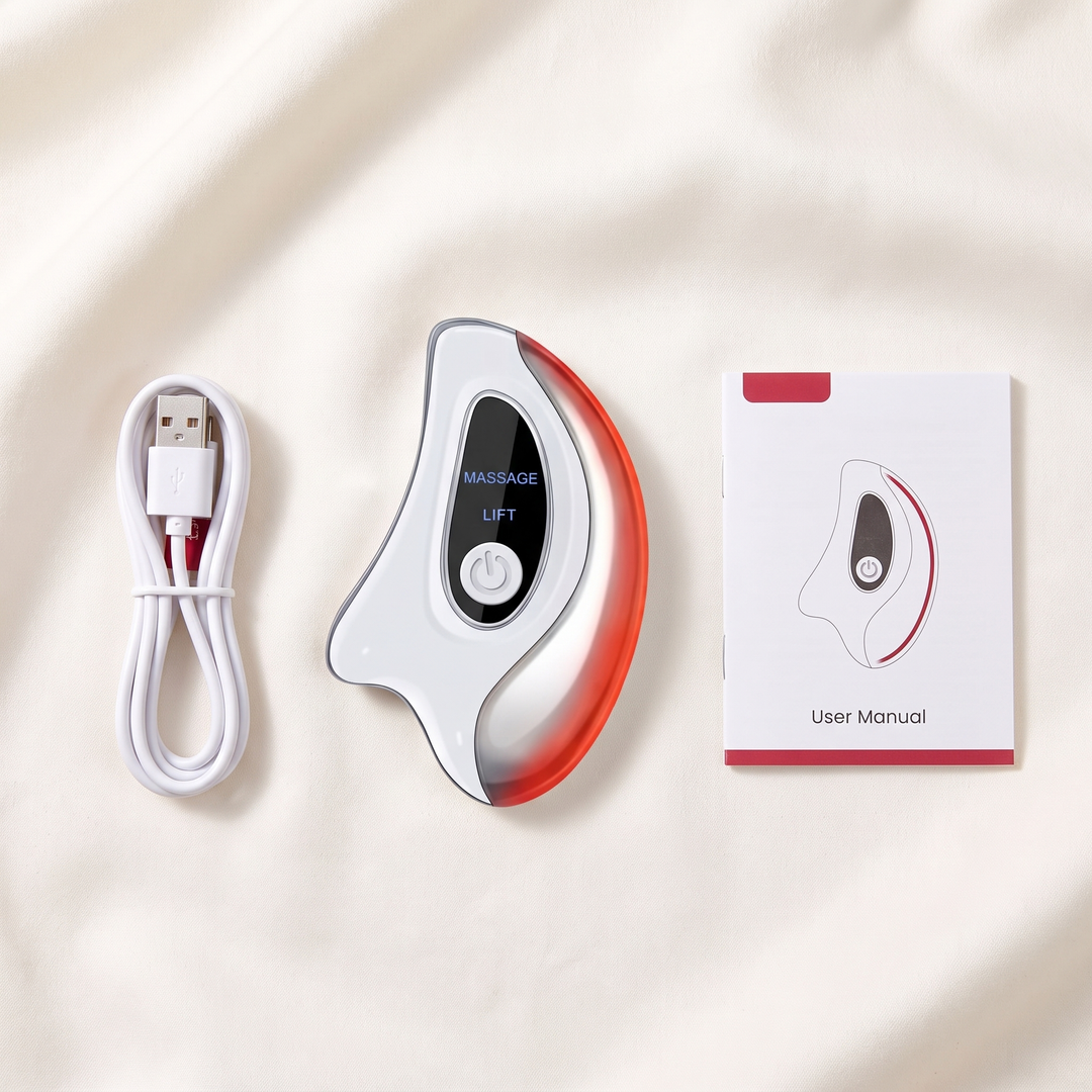 Professional Electric Gua Sha Face Massager Heated Scraping Board Red Blue Light Vibration Skin Rejuvenation Face Lifting Device Home Use