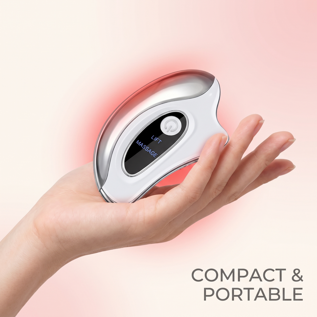 Professional Electric Gua Sha Face Massager Heated Scraping Board Red Blue Light Vibration Skin Rejuvenation Face Lifting Device Home Use