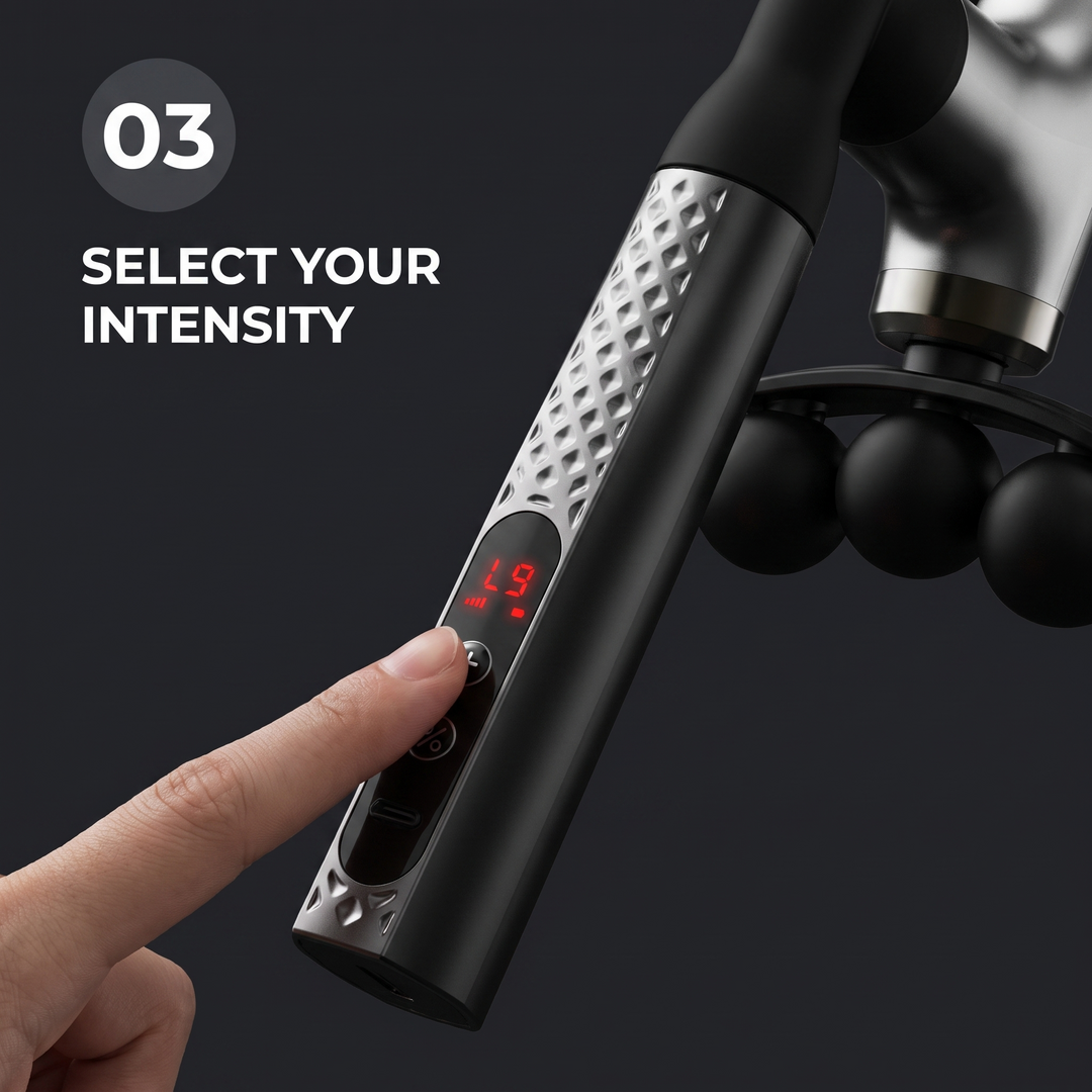 Professional Electric Massage Gun Long Bent Handle Deep Tissue Muscle Massager Rechargeable Percussion Massager for Back Neck Shoulders Muscle Relief Home Gym Recovery