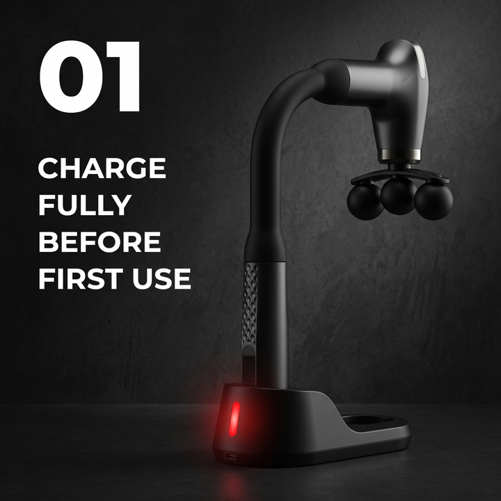 Professional Electric Massage Gun Long Bent Handle Deep Tissue Muscle Massager Rechargeable Percussion Massager for Back Neck Shoulders Muscle Relief Home Gym Recovery