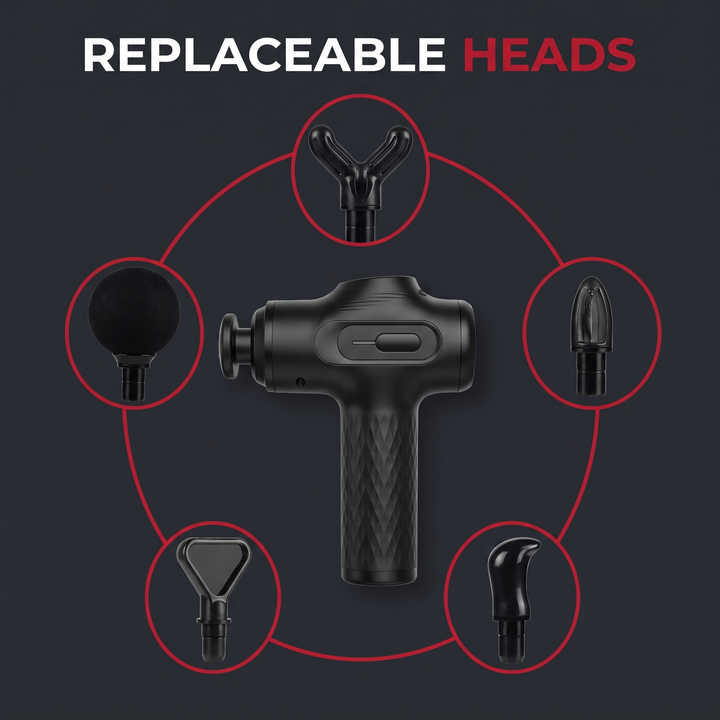 Professional Fascia Massage Gun High-Frequency Vibration Deep Tissue Muscle Relaxation Device Replaceable Heads Full Body Recovery
