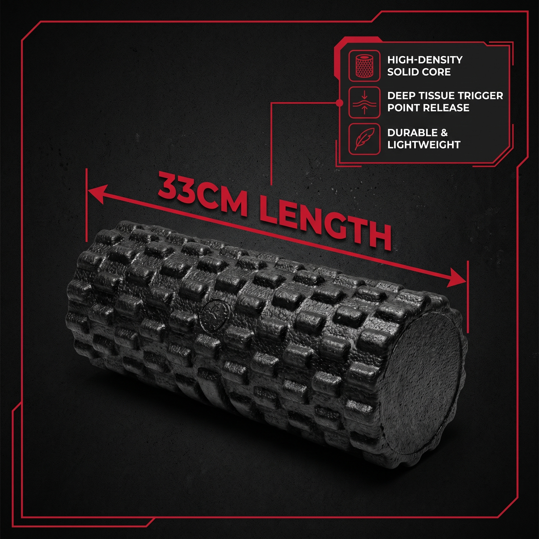 Professional Foam Roller High-Density Solid Core Muscle Recovery Massage Roller 33cm Deep Tissue Myofascial Release Home Gym Fitness Yoga Mobility Tool