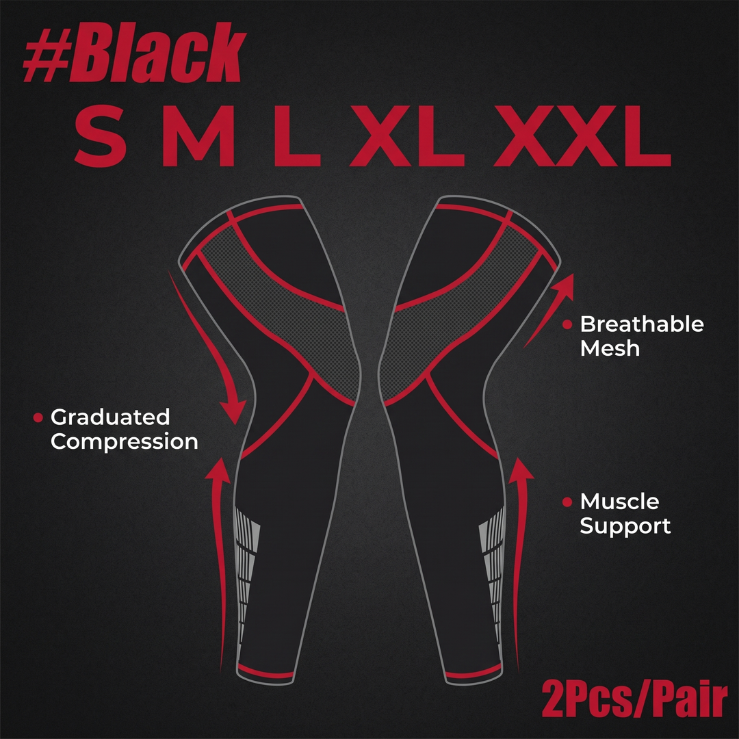 Professional Full Leg Compression Sleeves UV Protection Anti-Slip Long Knee Sleeves for Sports Recovery Circulation Support Pair