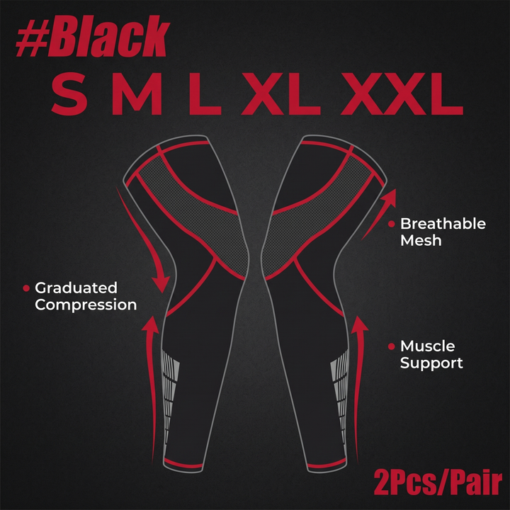 Professional Full Leg Compression Sleeves UV Protection Anti-Slip Long Knee Sleeves for Sports Recovery Circulation Support Pair