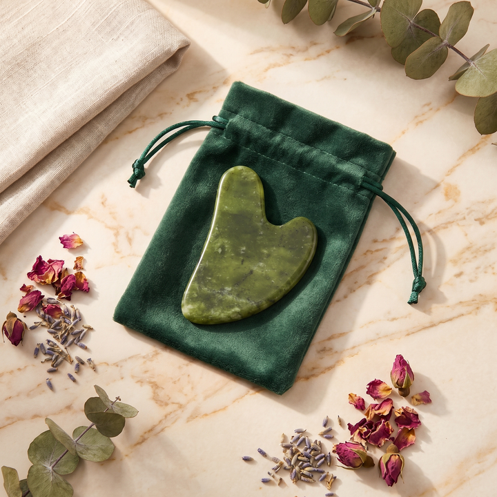 Professional Jade Gua Sha Scraping Tool Heart Shape Natural Jade Stone Face Neck Body Massage Scraper Skin Therapy Recovery Tool