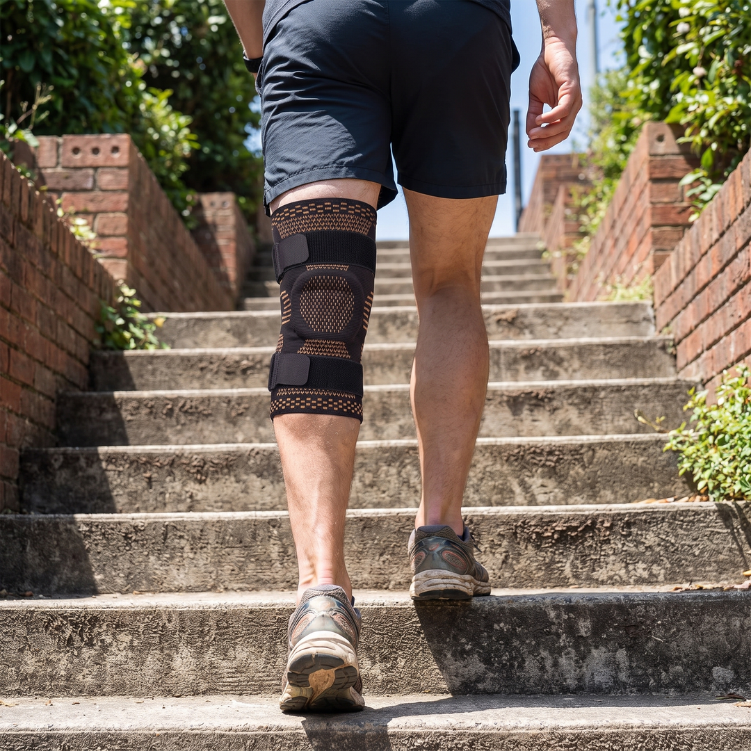 Professional Knee Brace Support Compression Sleeve with Side Stabilizers Patella Gel Pad for Knee Pain Relief Meniscus ACL MCL Recovery Rehabilitation