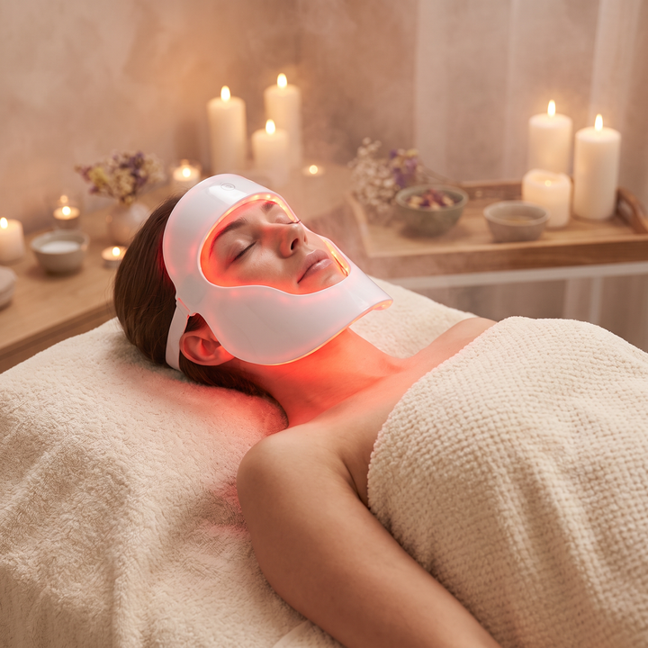 Professional LED Face &amp; Neck Light Therapy Mask 7 Colour Red Light Skin Rejuvenation Anti-Ageing Beauty Device for Home Skincare Facial Treatment