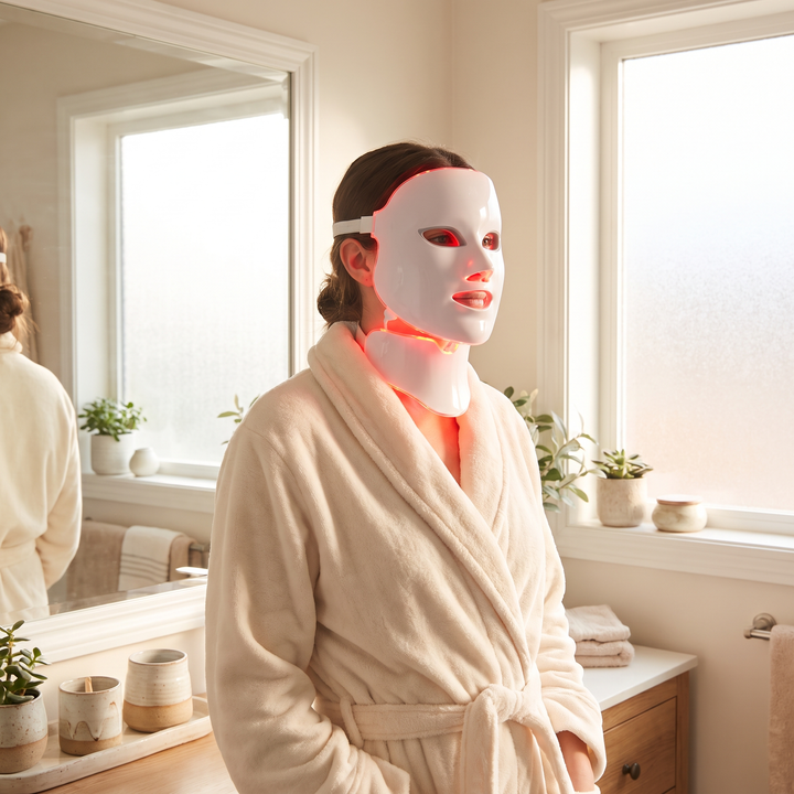Professional LED Face &amp; Neck Light Therapy Mask 7 Colour Red Light Skin Rejuvenation Anti-Ageing Beauty Device for Home Skincare Facial Treatment