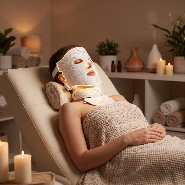 Professional LED Face &amp; Neck Light Therapy Mask 8 Colour Red Near-Infrared Photon Skin Firming Oil Control Anti-Redness Whitening Home Skin Care