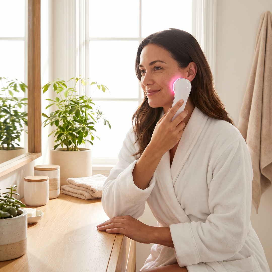 Professional LED Light Therapy Face Neck Massager 7 Colors Adjustable Vibration Skin Tightening Lifting Anti Wrinkle Portable Facial Massager for Home Skincare Routine