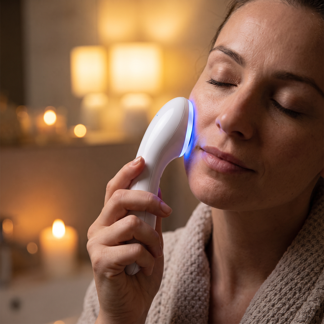 Professional LED Light Therapy Face Neck Massager 7 Colors Adjustable Vibration Skin Tightening Lifting Anti Wrinkle Portable Facial Massager for Home Skincare Routine