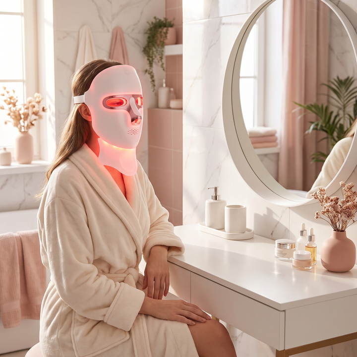 Professional LED Light Therapy Face and Neck Mask 7 Color Photon Skin Rejuvenation Rechargeable Facial Care Device for Home Use