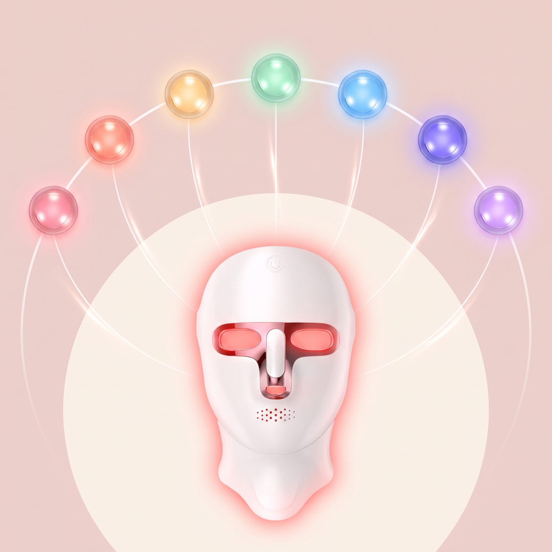 Professional LED Light Therapy Face and Neck Mask 7 Color Photon Skin Rejuvenation Rechargeable Facial Care Device for Home Use