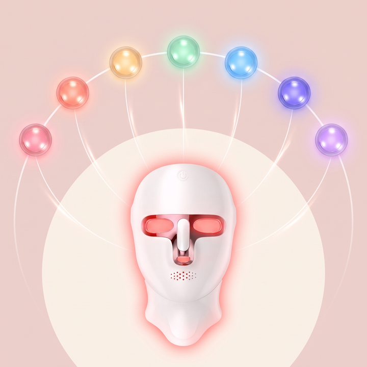 Professional LED Light Therapy Face and Neck Mask 7 Color Photon Skin Rejuvenation Rechargeable Facial Care Device for Home Use