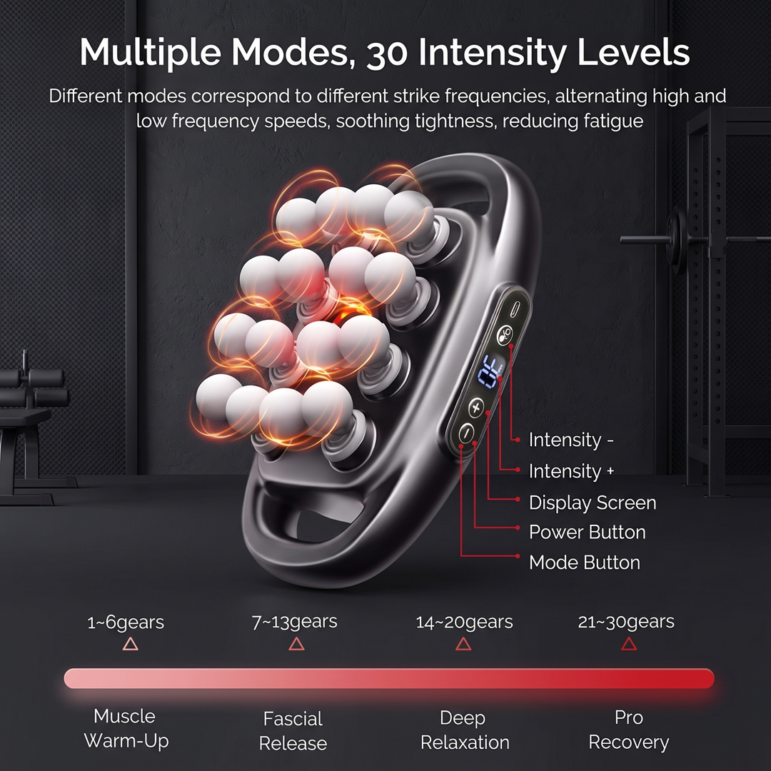 Professional Massage Gun Deep Tissue Percussion Massager Portable Muscle Recovery Device Multiple Attachments Home Gym Fitness Rehabilitation