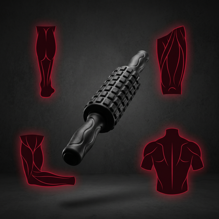 Professional Massage Stick Double Row Roller Muscle Relaxation Tool Trigger Point Relief Deep Tissue Body Massager for Home Gym Recovery Physiotherapy