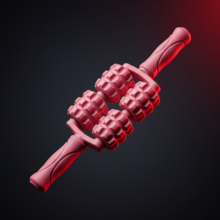 Professional Massage Stick Double Row Roller Muscle Relaxation Tool Trigger Point Relief Deep Tissue Body Massager for Home Gym Recovery Physiotherapy