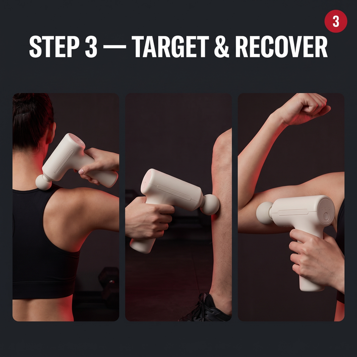 Professional Mini Percussion Massage Gun Portable Muscle Massager Brushless Silent Motor 3 Massage Heads Deep Tissue Relief Body Recovery Fitness