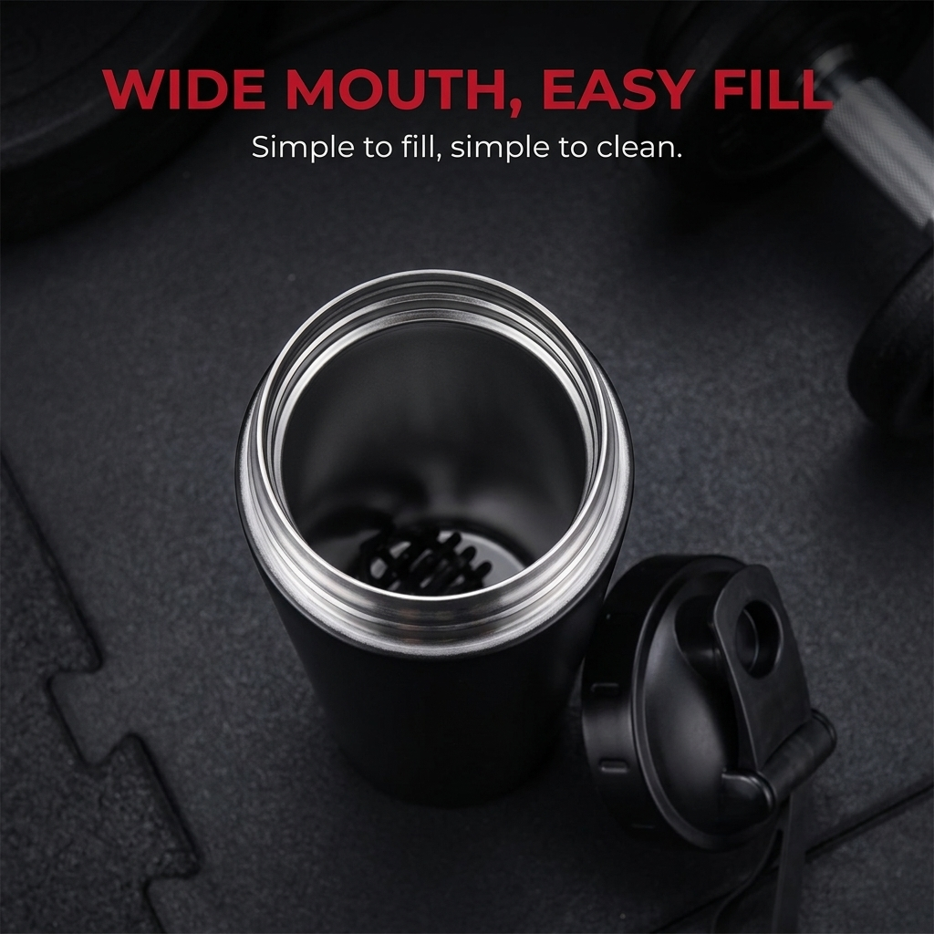 Professional Stainless Steel Shaker Bottle 700ml Protein Powder Mixing Cup with Scale Fitness Water Bottle for Gym Workout Sports Outdoor Use