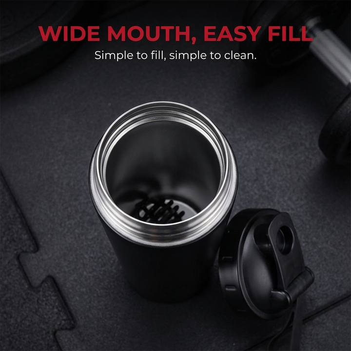 Professional Stainless Steel Shaker Bottle 700ml Protein Powder Mixing Cup with Scale Fitness Water Bottle for Gym Workout Sports Outdoor Use