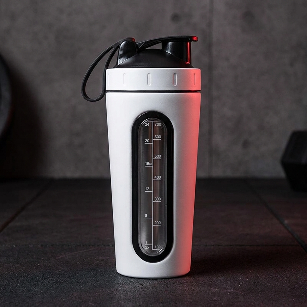Professional Stainless Steel Shaker Bottle 700ml Protein Powder Mixing Cup with Scale Fitness Water Bottle for Gym Workout Sports Outdoor Use