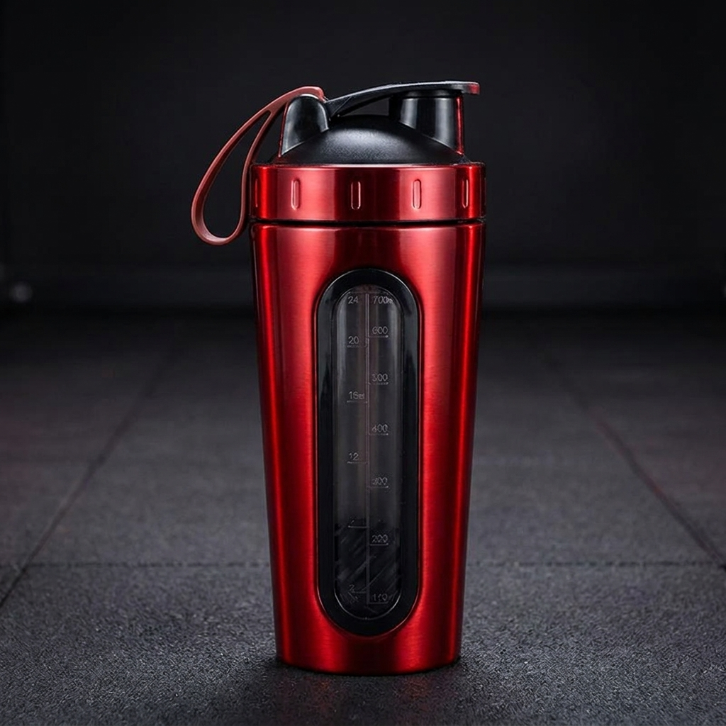 Professional Stainless Steel Shaker Bottle 700ml Protein Powder Mixing Cup with Scale Fitness Water Bottle for Gym Workout Sports Outdoor Use