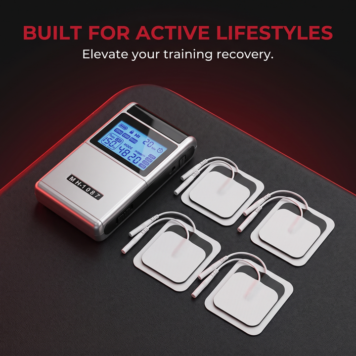 Professional TENS EMS Muscle Stimulator 4-Channel Rechargeable Electrotherapy Device Physiotherapy Pain Relief Massage Machine Home Gym Recovery Rehabilitation